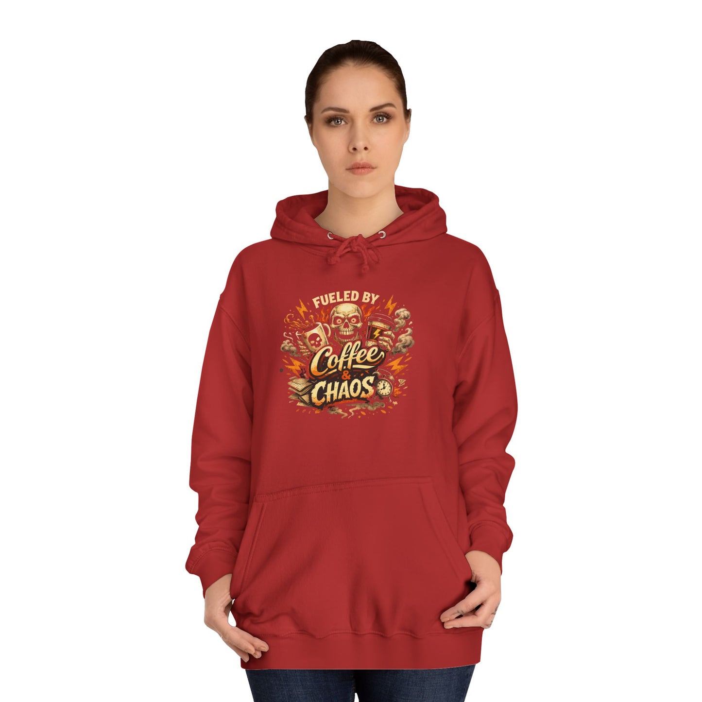 Fueled by Coffee and Chaos Hoodie — College Student Graphic Hoodie
