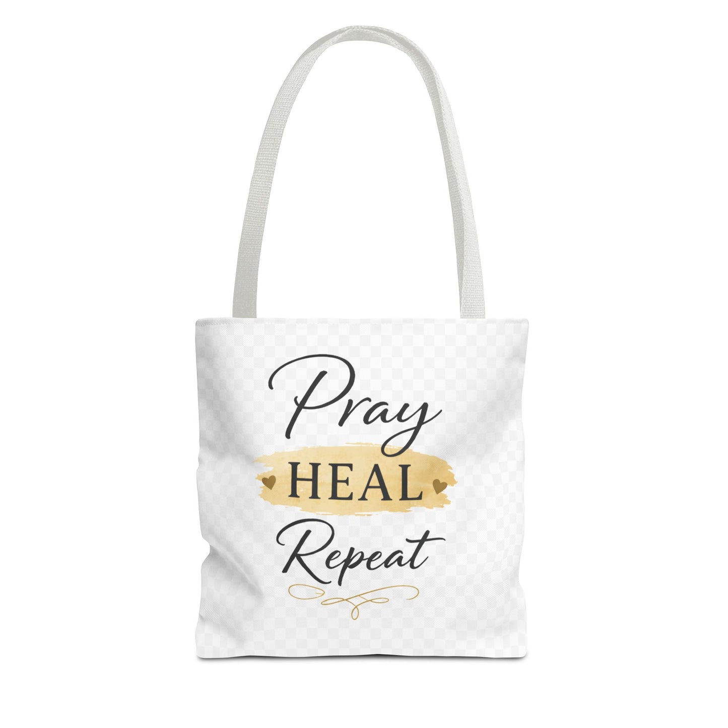 Pray Heal Repeat Tote Bag — Inspirational Faith Canvas Tote