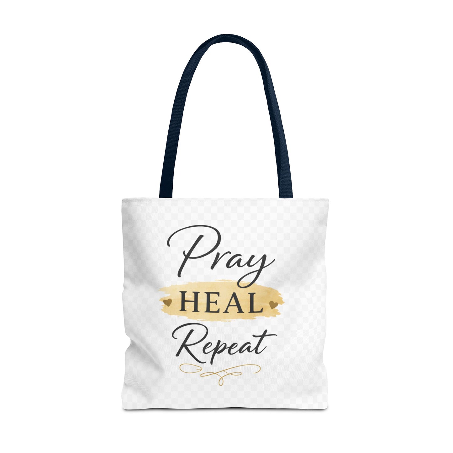 Pray Heal Repeat Tote Bag — Inspirational Faith Canvas Tote