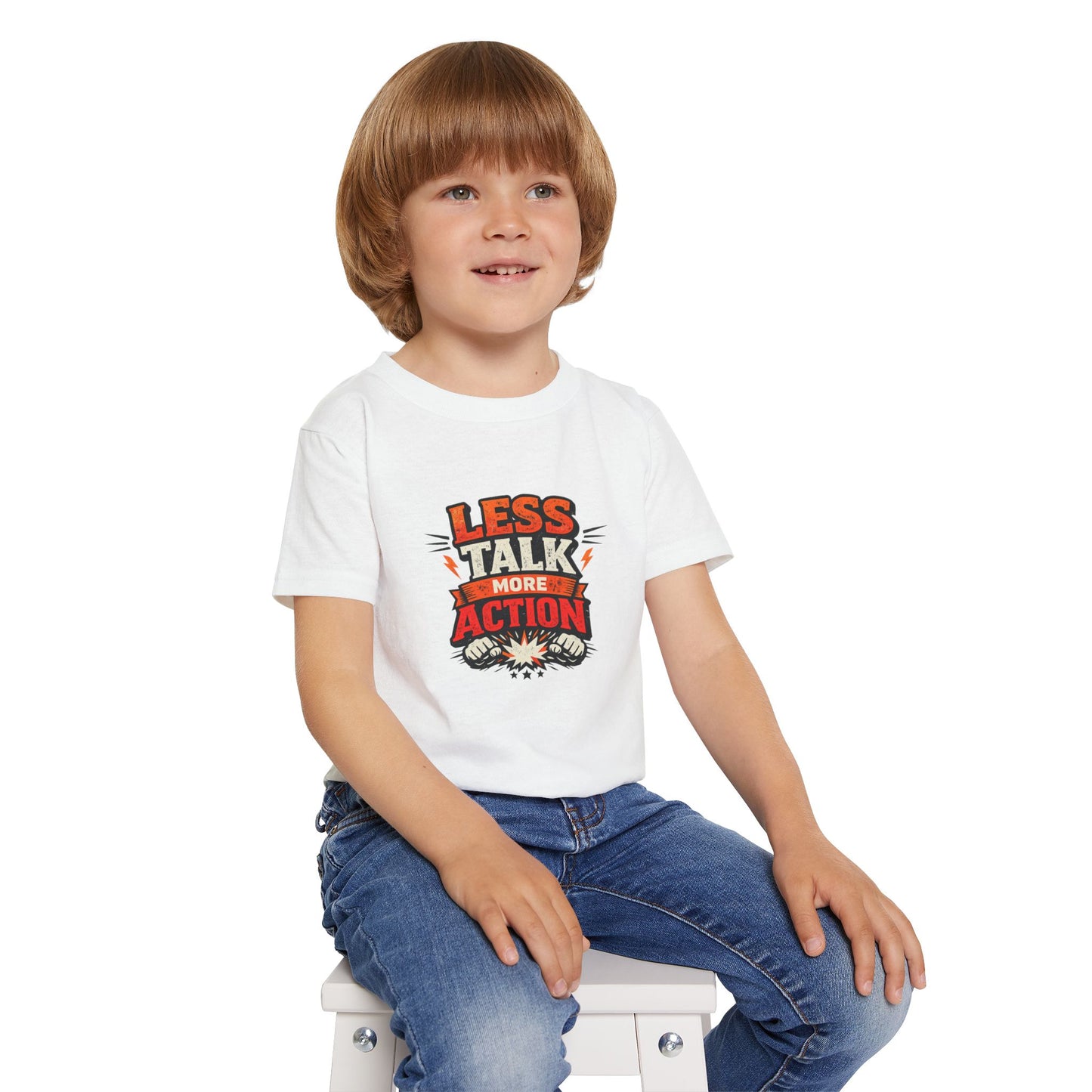 Less Talk More Action Toddler T-Shirt — Motivational Kids Tee