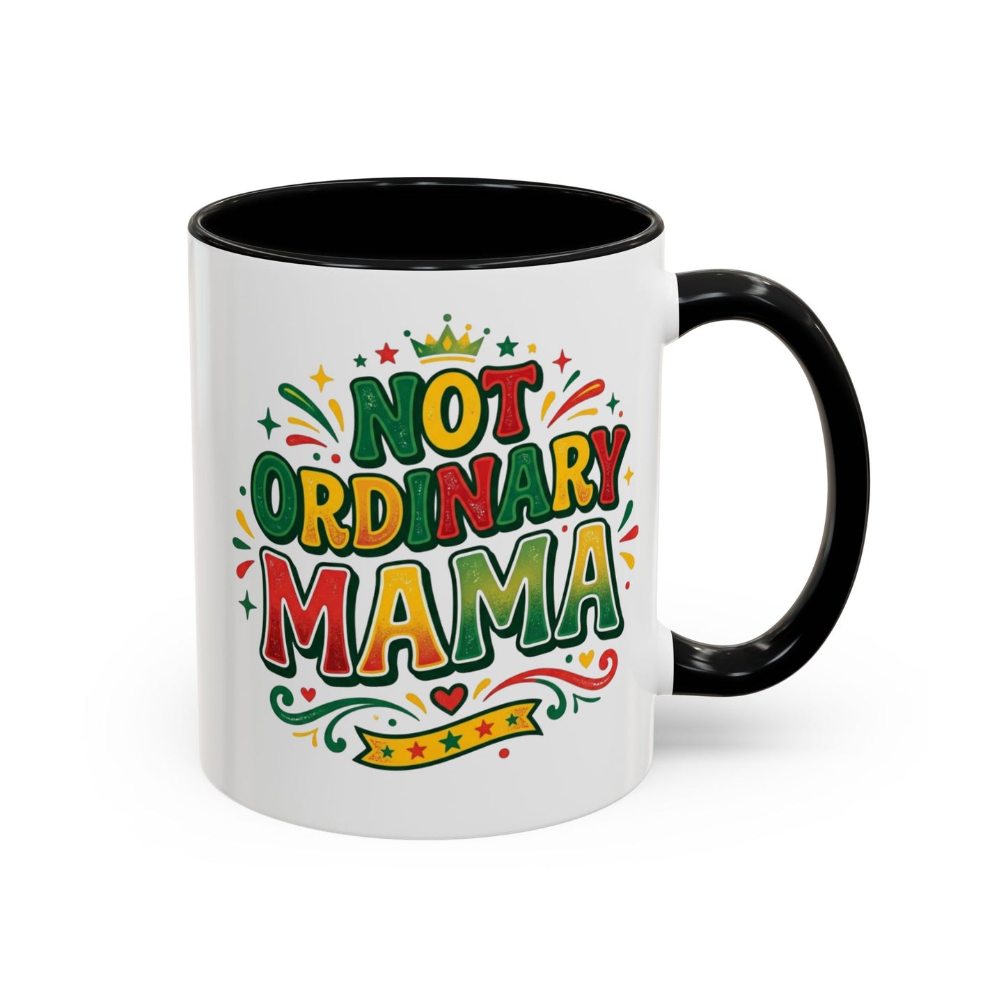Accent Coffee Mug — "Not an ORDINARY MAMA" Ceramic Mom Coffee Cup (11/15 oz)