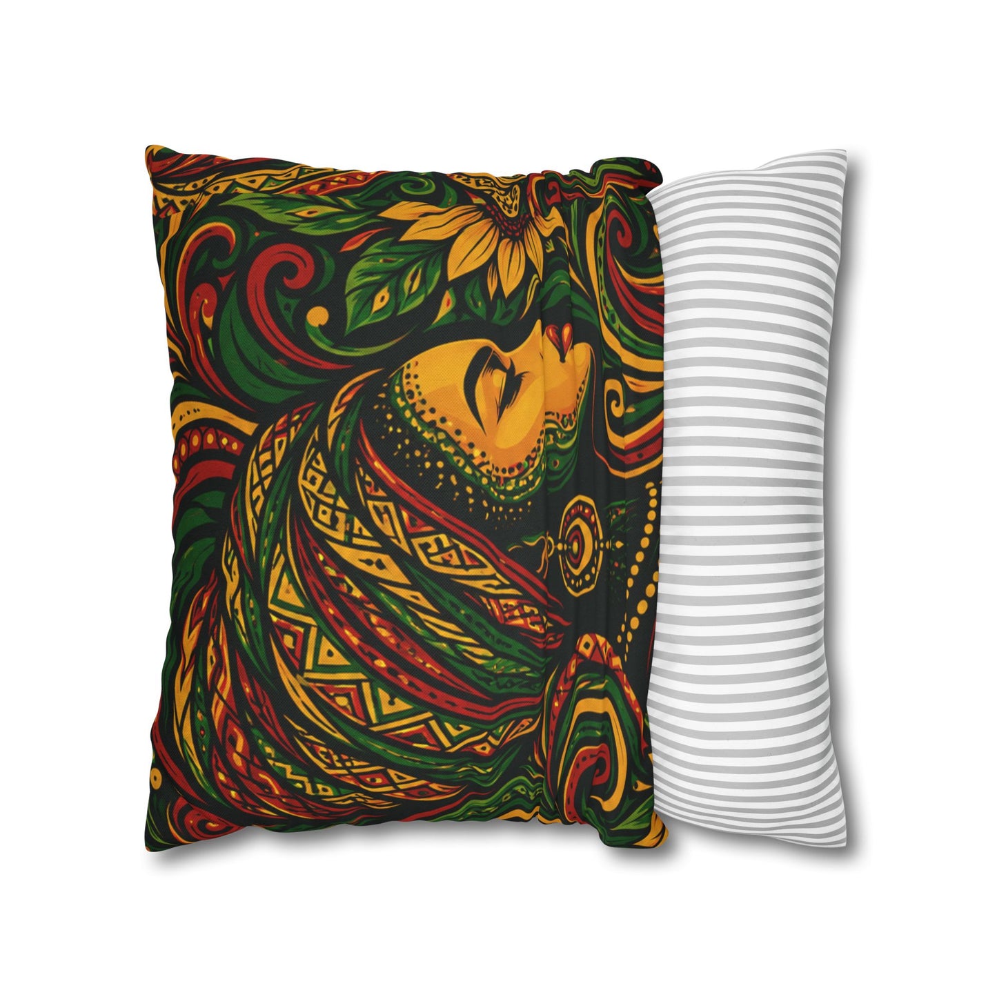 Rasta Goddess African Woman Floral Decorative Pillowcase