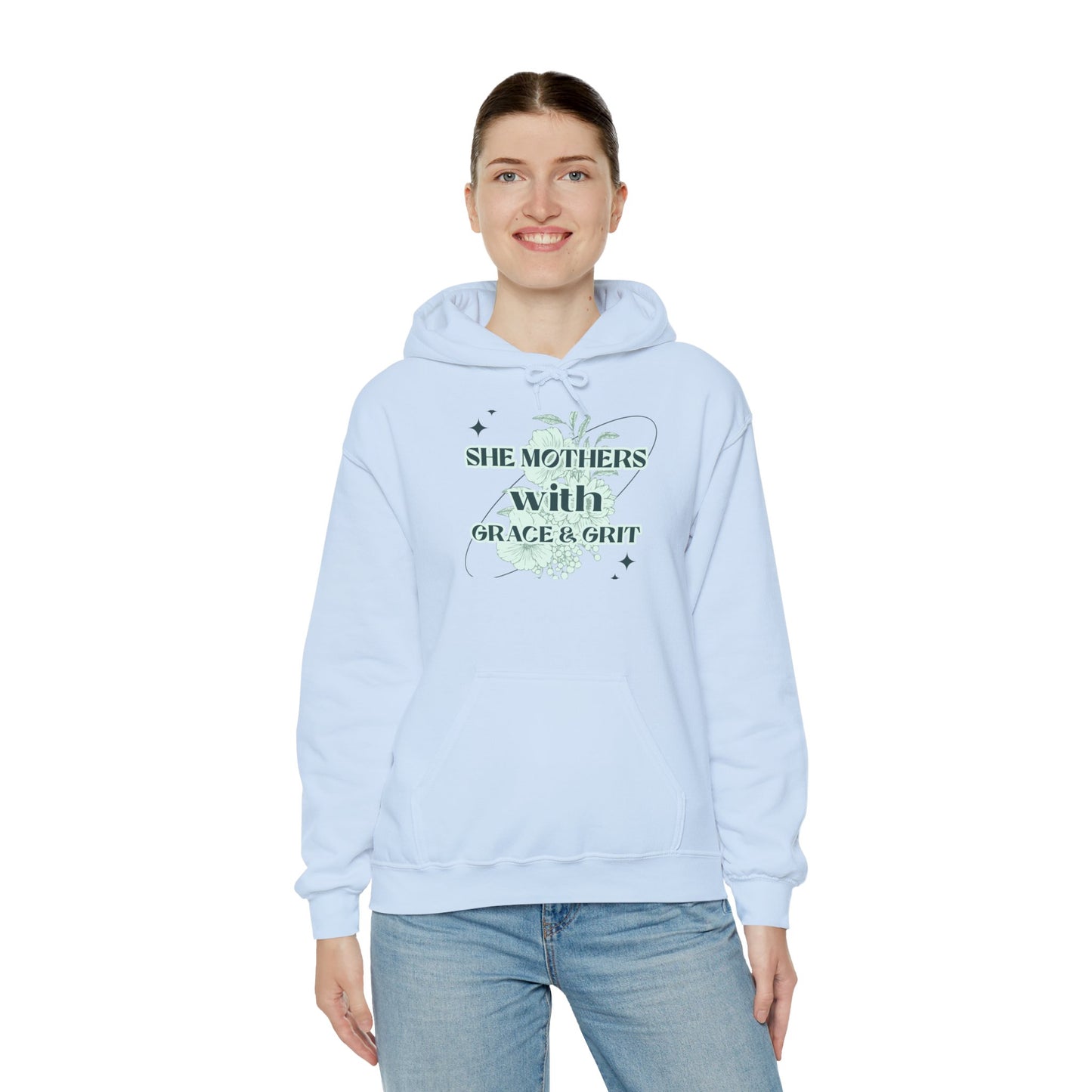 She Mothers With Grace And Grit – Graphic Hoodie