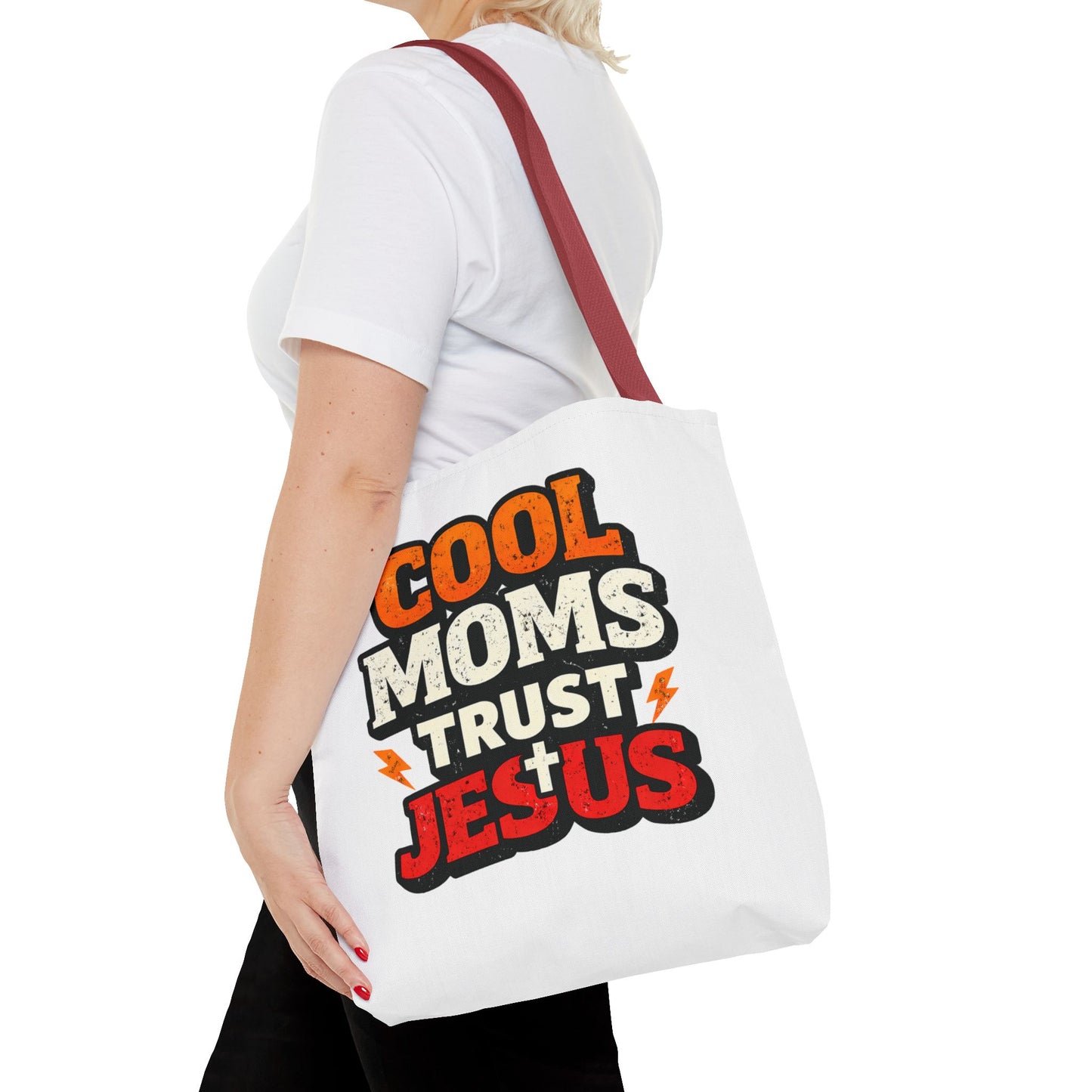 Cool Moms Trust Jesus Tote Bag - Faith-Based Christian Carryall