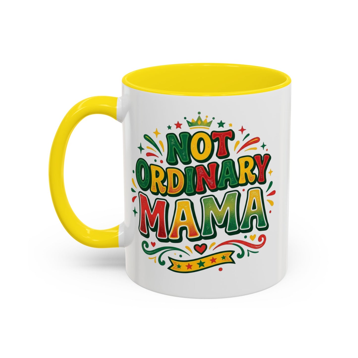 Accent Coffee Mug — "Not an ORDINARY MAMA" Ceramic Mom Coffee Cup (11/15 oz)
