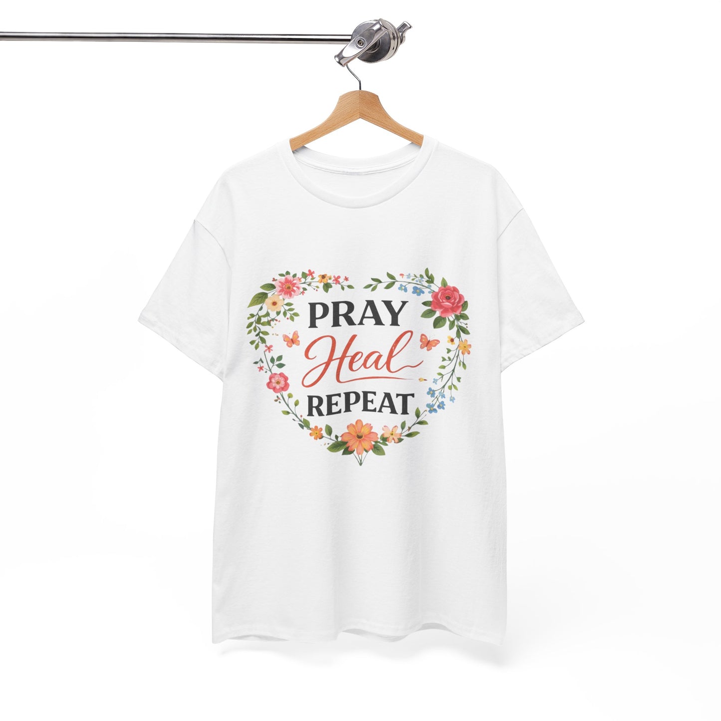 T-Shirt „Pray Heal Repeat“ – Inspirierendes T-Shirt mit Glaubensmotiv