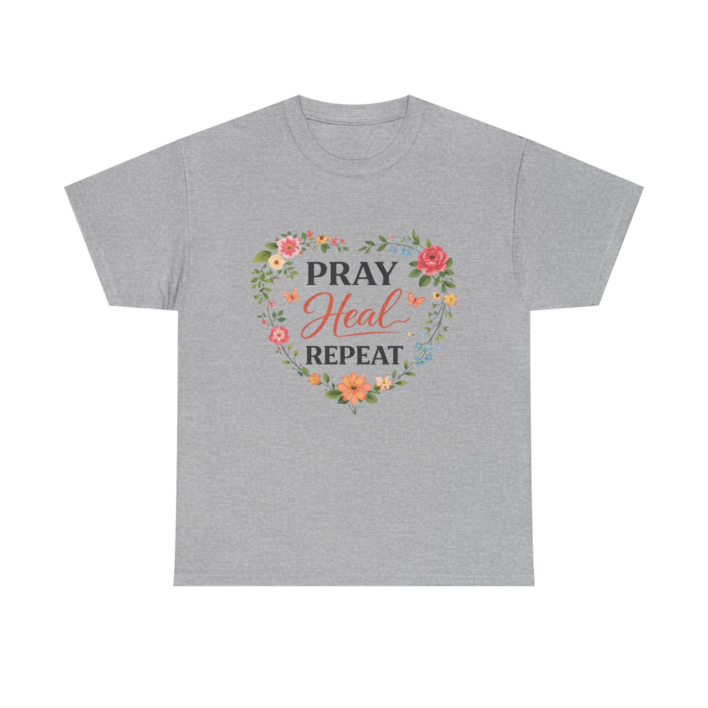 T-Shirt „Pray Heal Repeat“ – Inspirierendes T-Shirt mit Glaubensmotiv