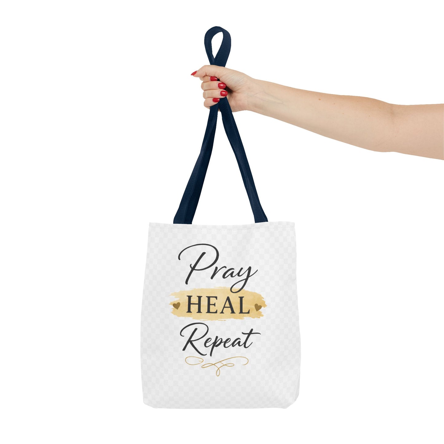 Pray Heal Repeat Tote Bag — Inspirational Faith Canvas Tote