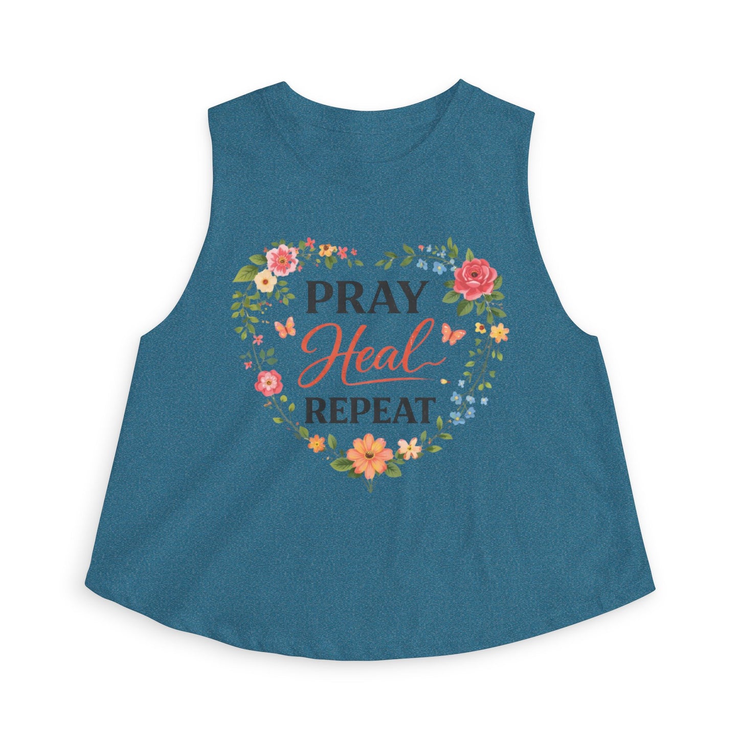 Pray Heal Repeat Damen Crop Top — Glaubensinspiriertes spirituelles Gebets-T-Shirt