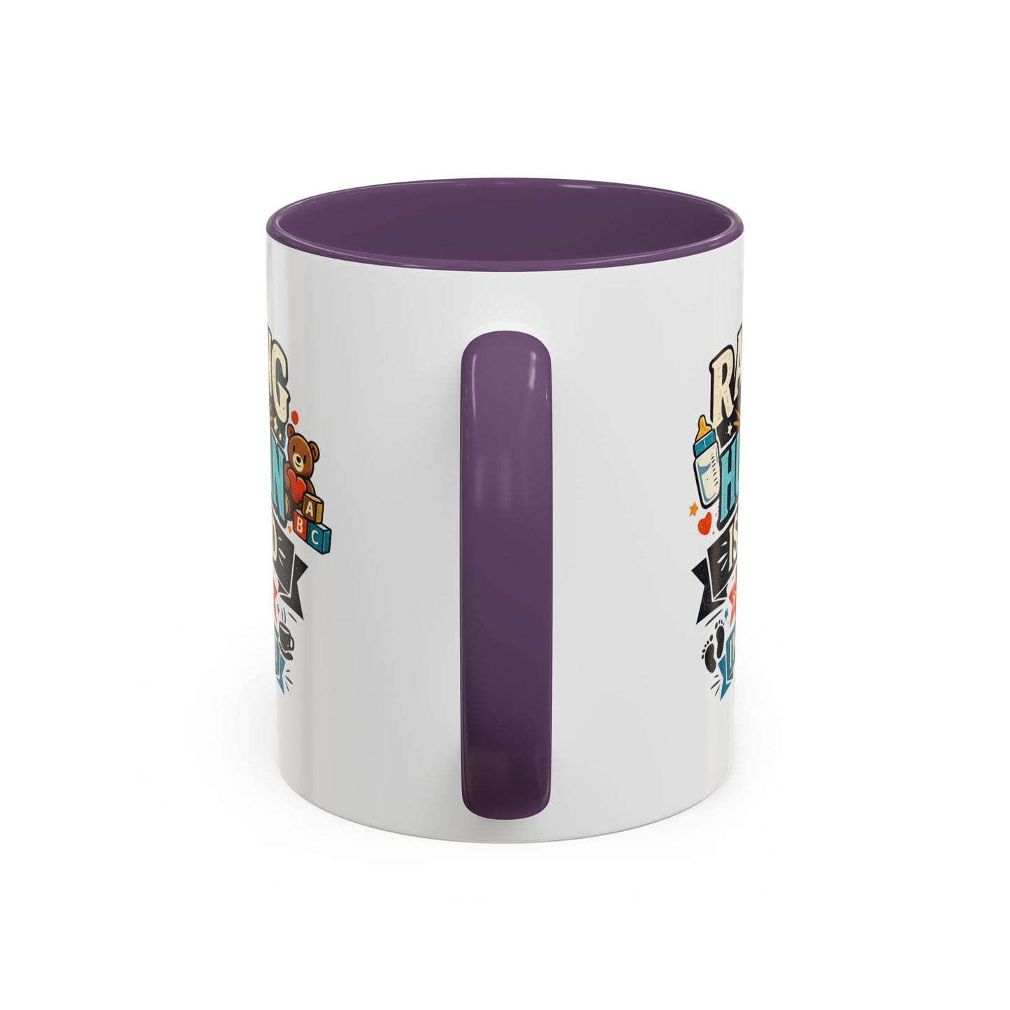 Accent Coffee Mug — "Raising Humans Is Hard But I'm Doing It"