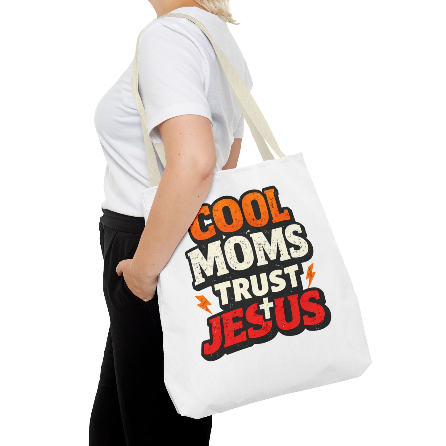 Cool Moms Trust Jesus Tote Bag - Faith-Based Christian Carryall