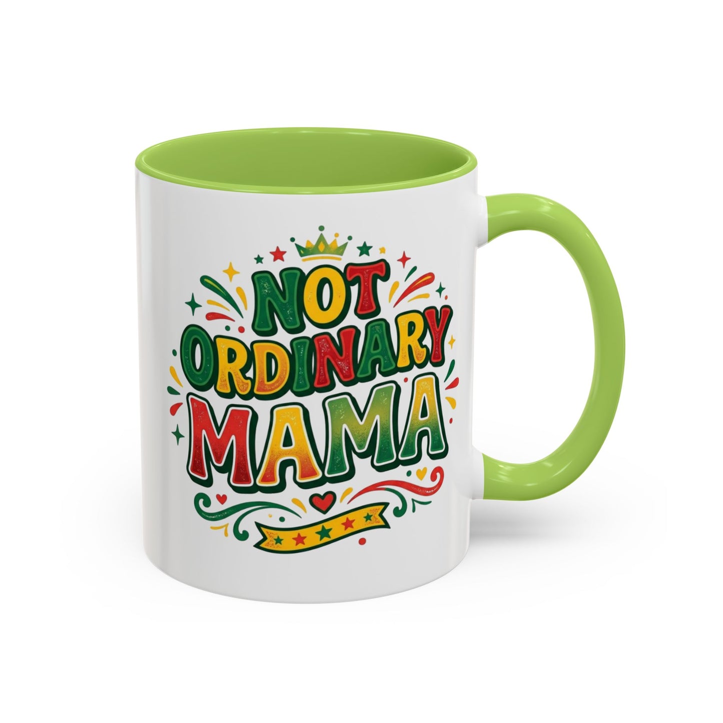 Accent Coffee Mug — "Not an ORDINARY MAMA" Ceramic Mom Coffee Cup (11/15 oz)