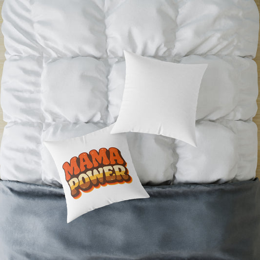 MAMA POWER Square Poly Canvas Pillow — Bold Mama Power Decorative Throw Pillow