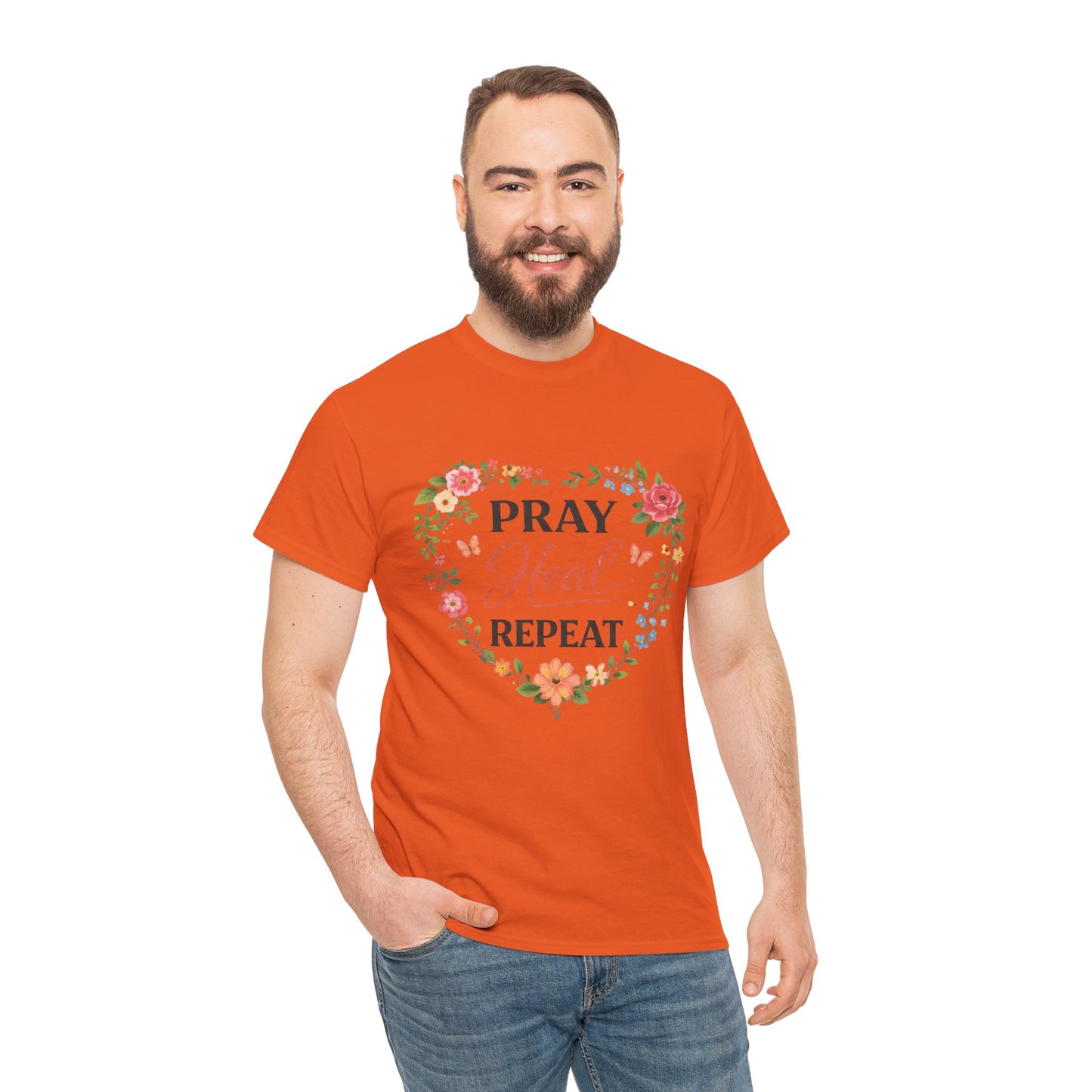 T-Shirt „Pray Heal Repeat“ – Inspirierendes T-Shirt mit Glaubensmotiv