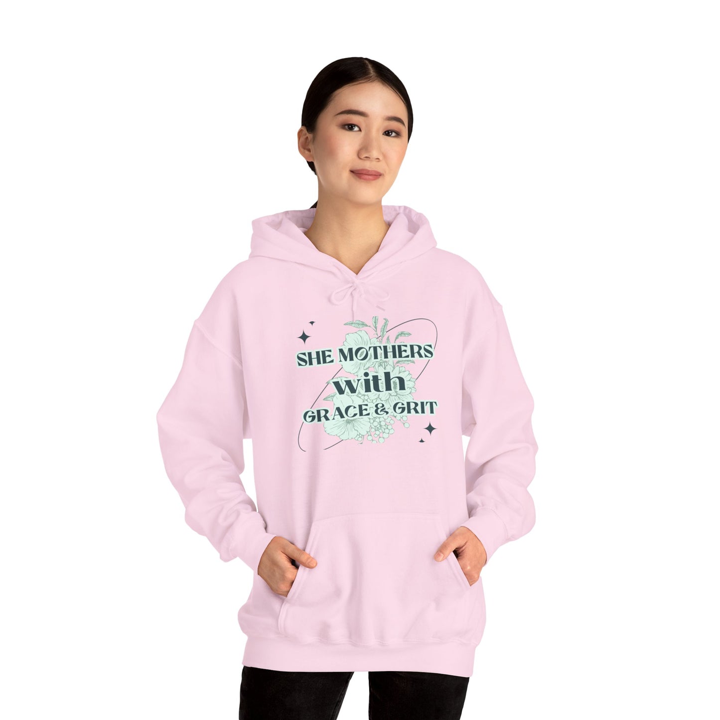 She Mothers With Grace And Grit – Graphic Hoodie