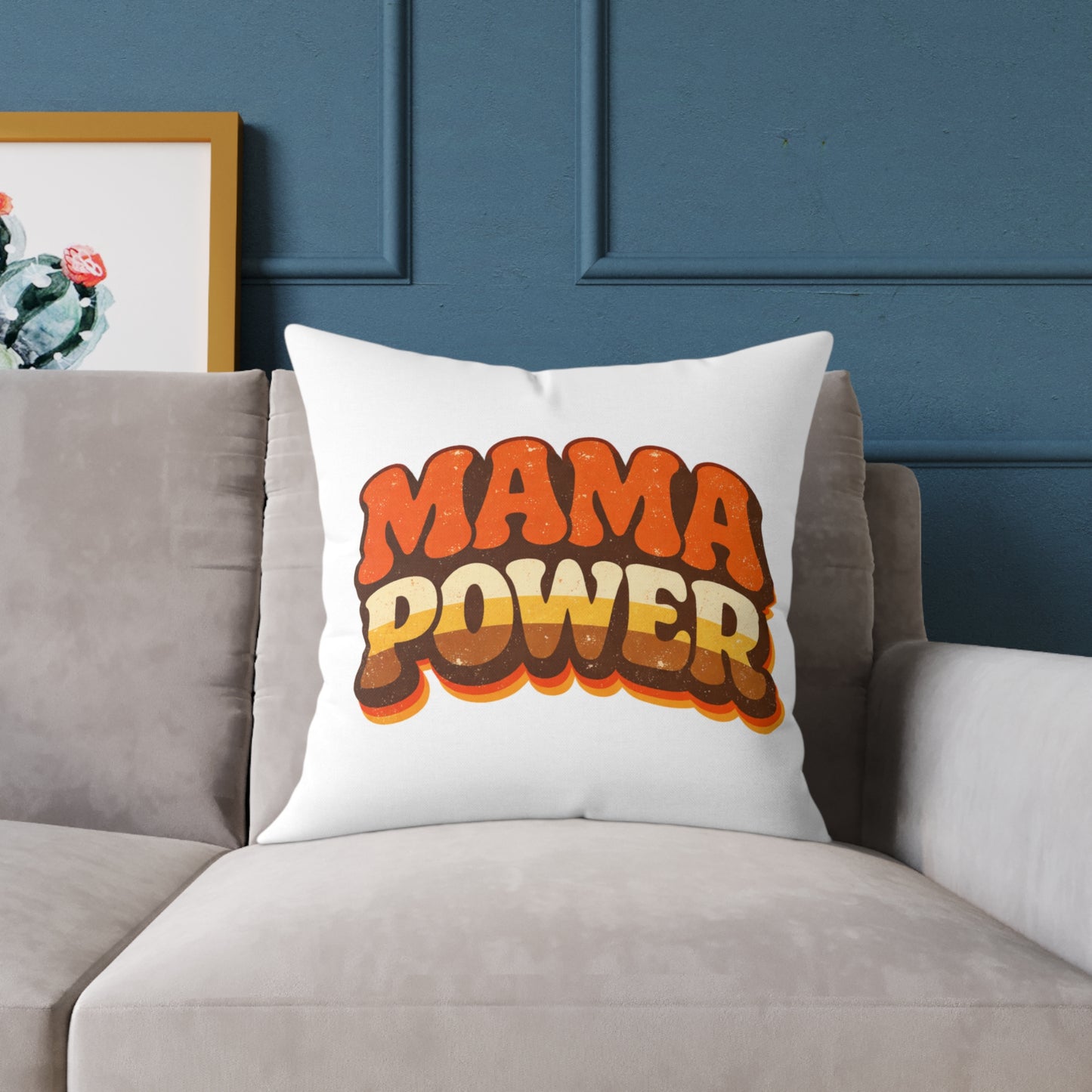 MAMA POWER Square Poly Canvas Pillow — Bold Mama Power Decorative Throw Pillow