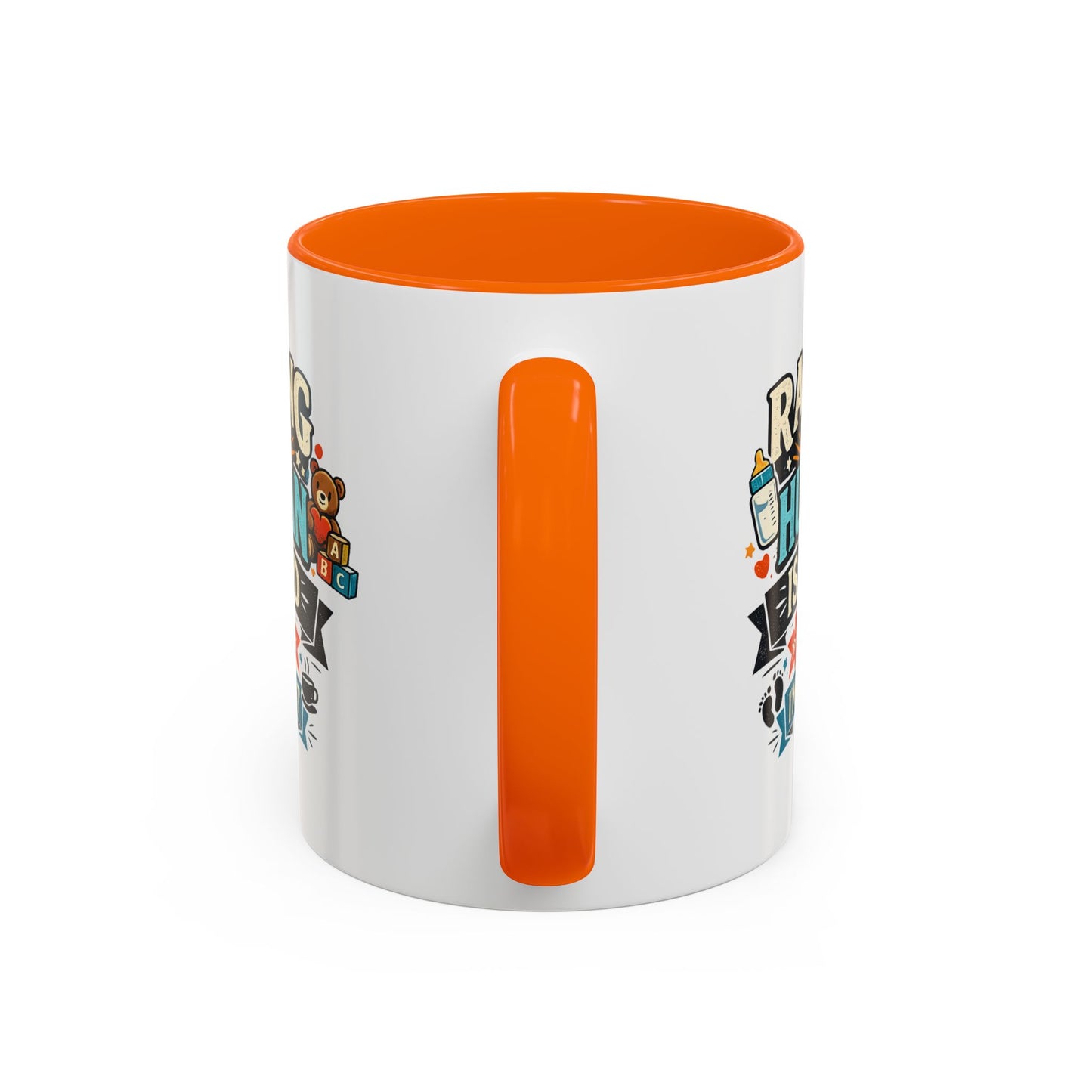 Accent Coffee Mug — "Raising Humans Is Hard But I'm Doing It"