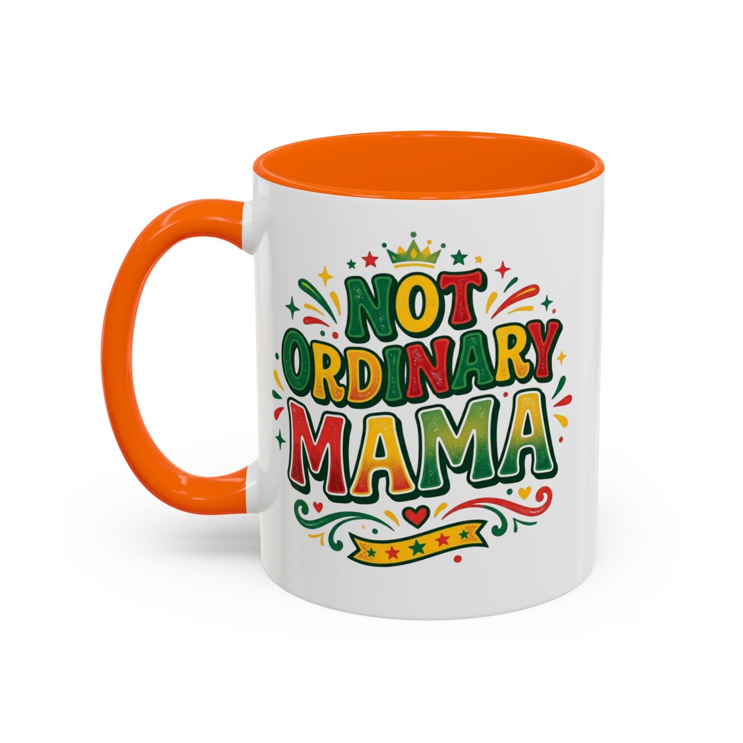 Accent Coffee Mug — "Not an ORDINARY MAMA" Ceramic Mom Coffee Cup (11/15 oz)