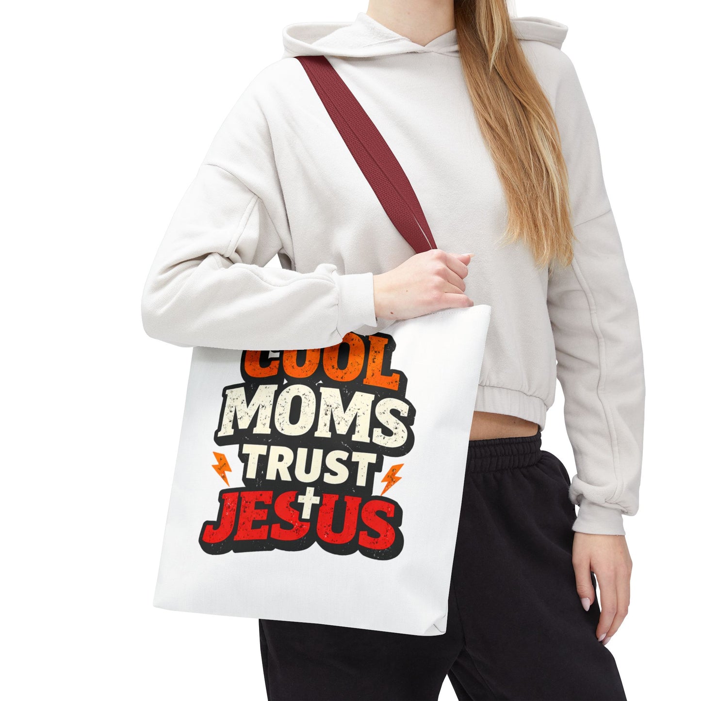 Cool Moms Trust Jesus Tote Bag - Faith-Based Christian Carryall