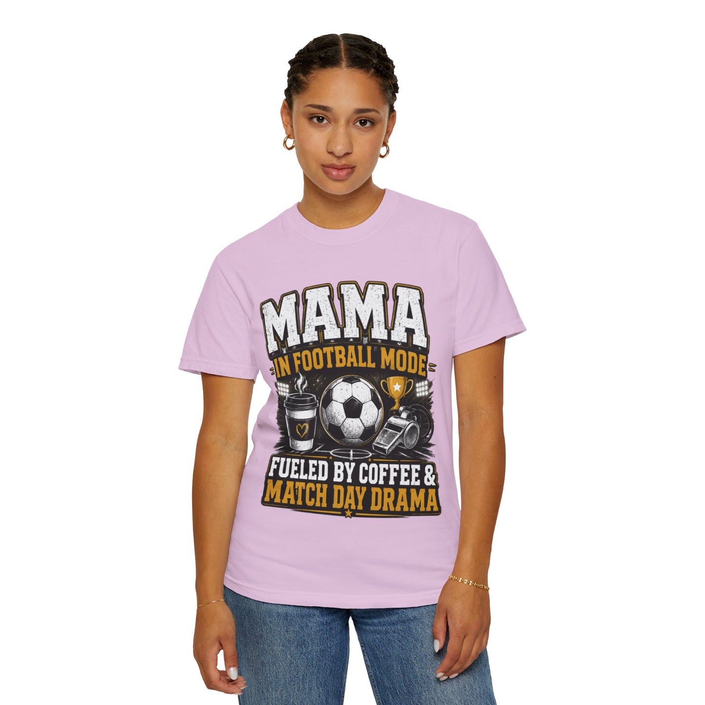 Mama in Football Mode T-shirt — Fueled by Coffee & Match Day Drama