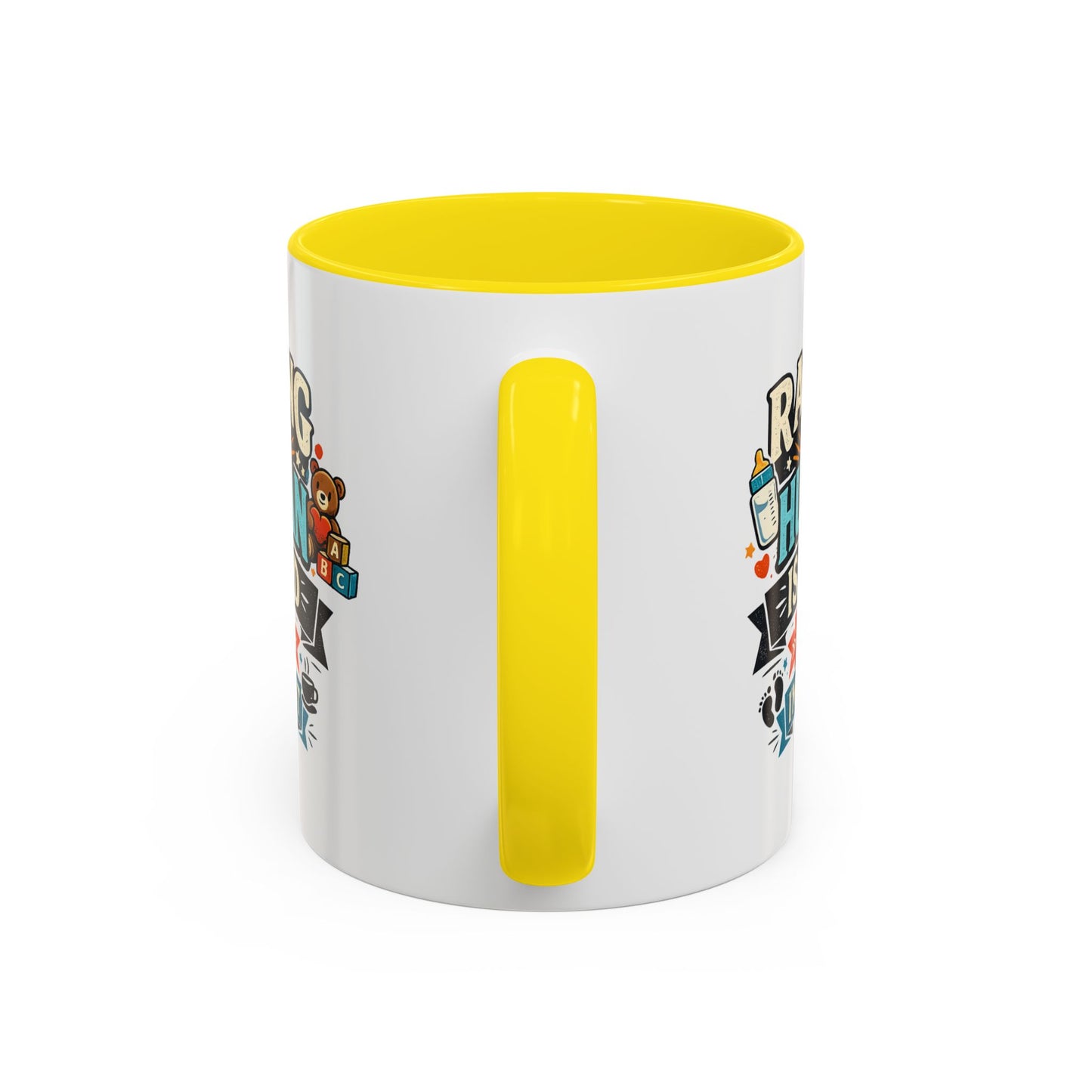 Accent Coffee Mug — "Raising Humans Is Hard But I'm Doing It"