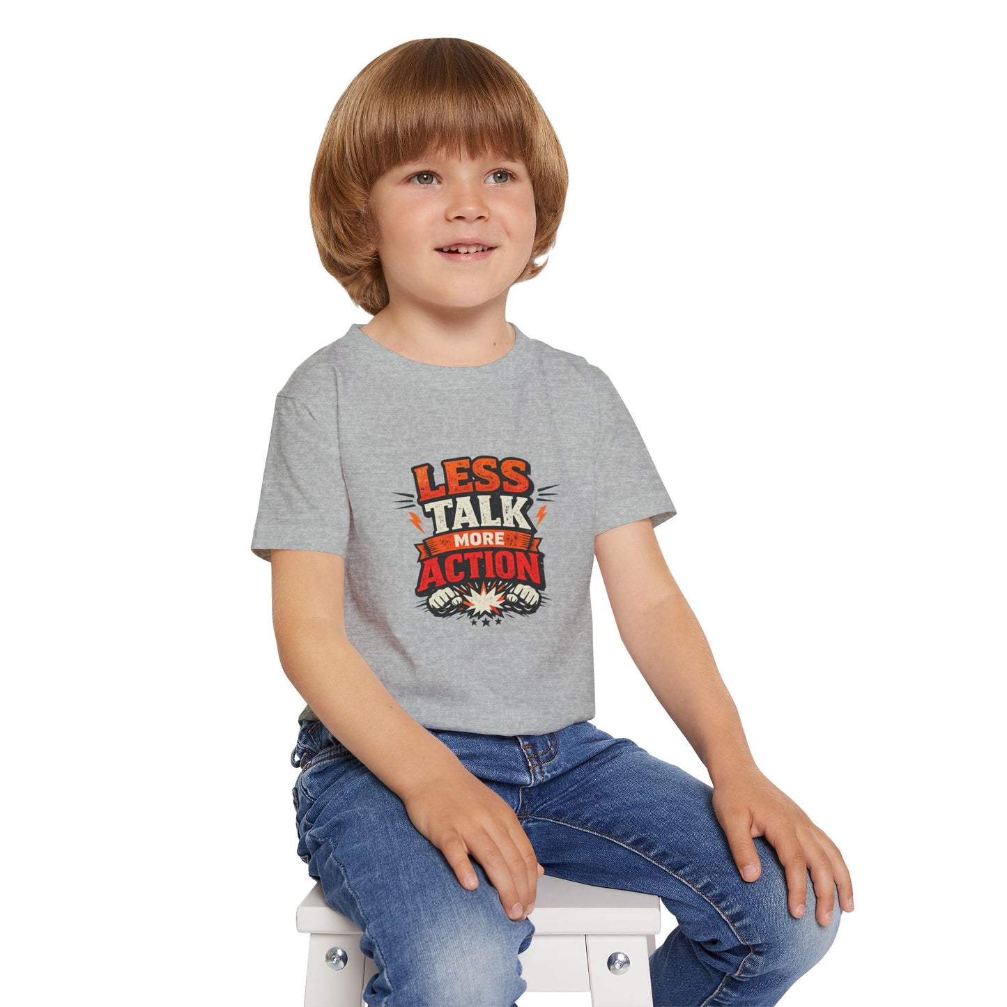 Less Talk More Action Toddler T-Shirt — Motivational Kids Tee