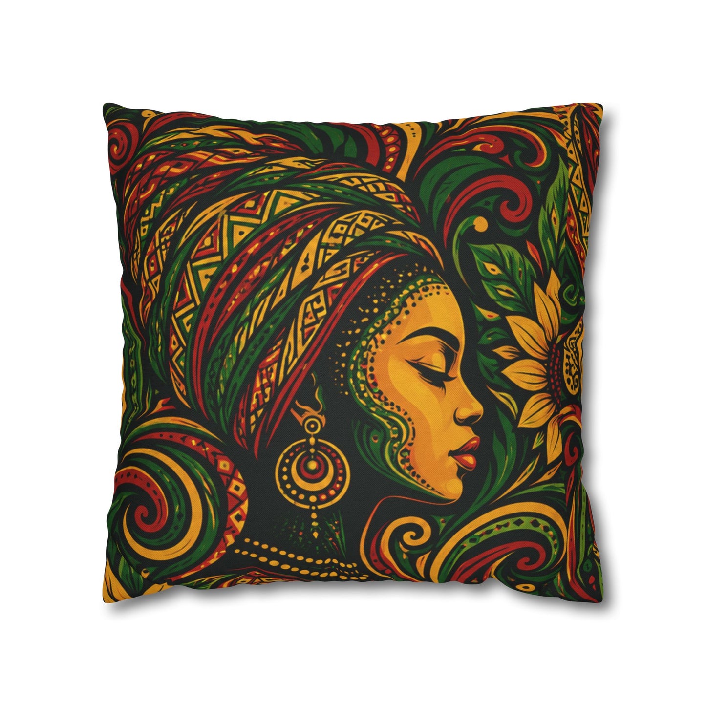 Rasta Goddess African Woman Floral Decorative Pillowcase