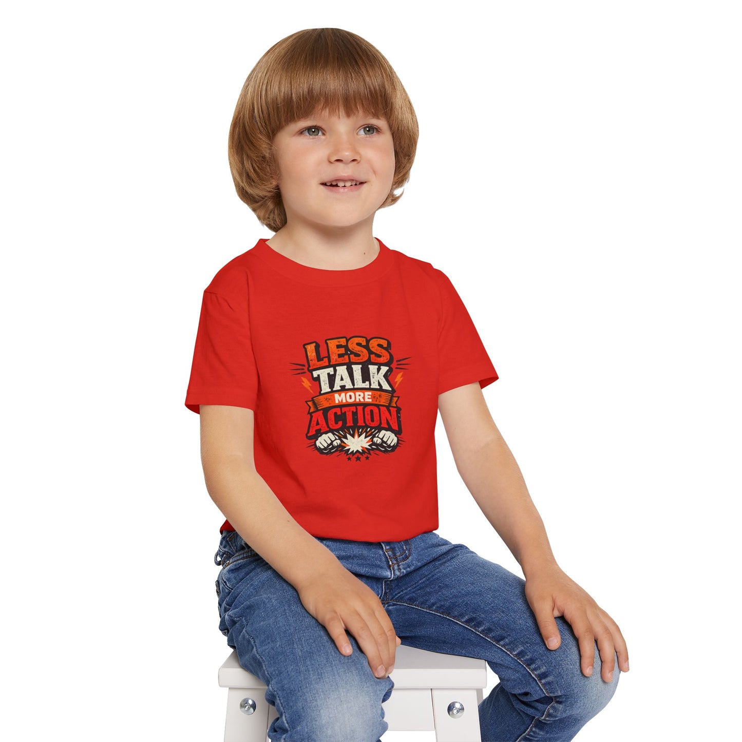 Less Talk More Action Toddler T-Shirt — Motivational Kids Tee