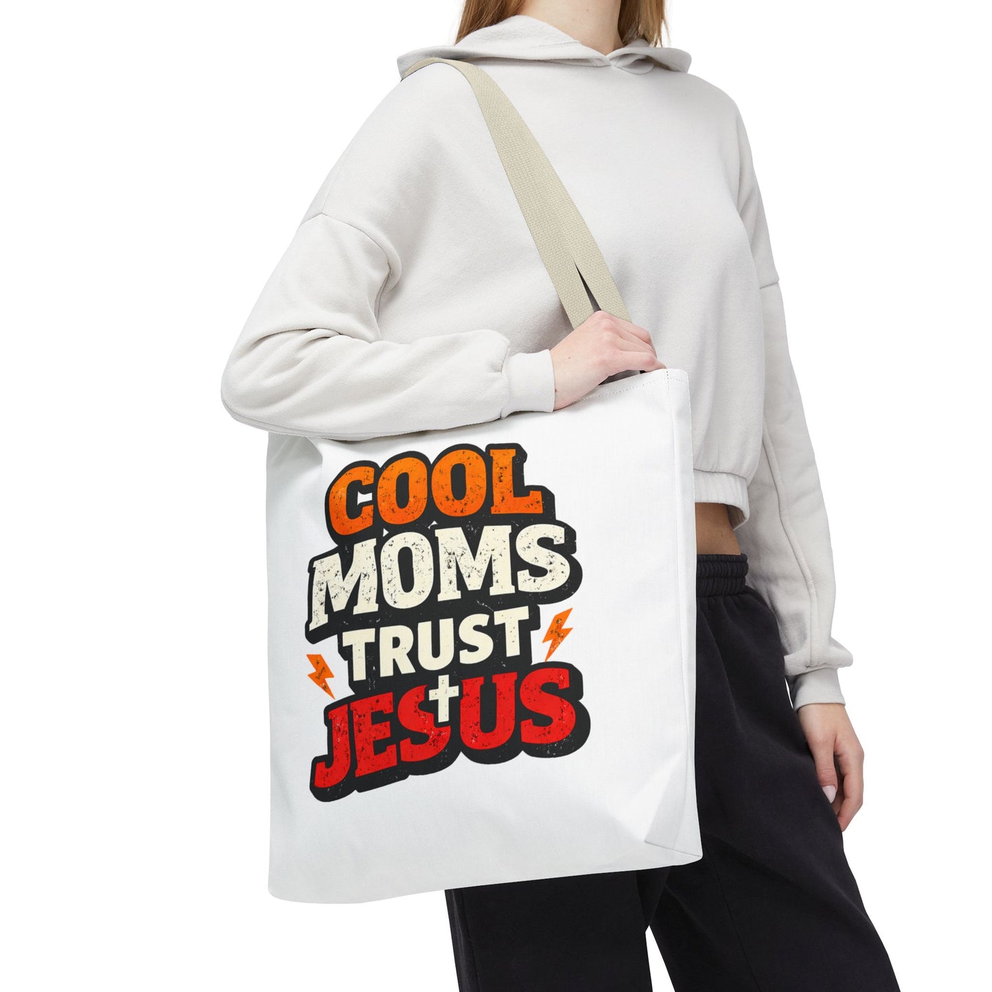 Cool Moms Trust Jesus Tote Bag - Faith-Based Christian Carryall