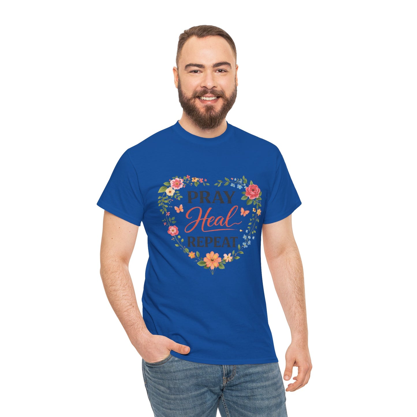 T-Shirt „Pray Heal Repeat“ – Inspirierendes T-Shirt mit Glaubensmotiv