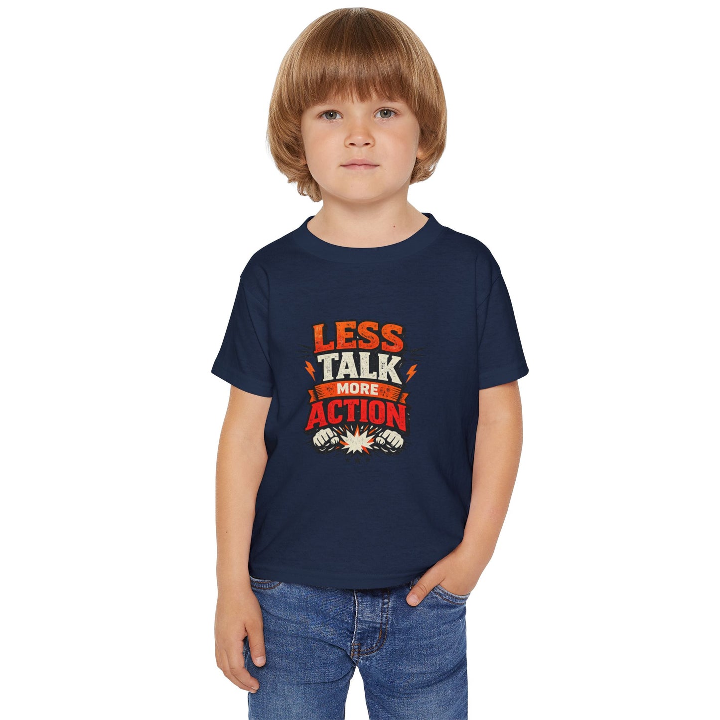 Less Talk More Action Toddler T-Shirt — Motivational Kids Tee