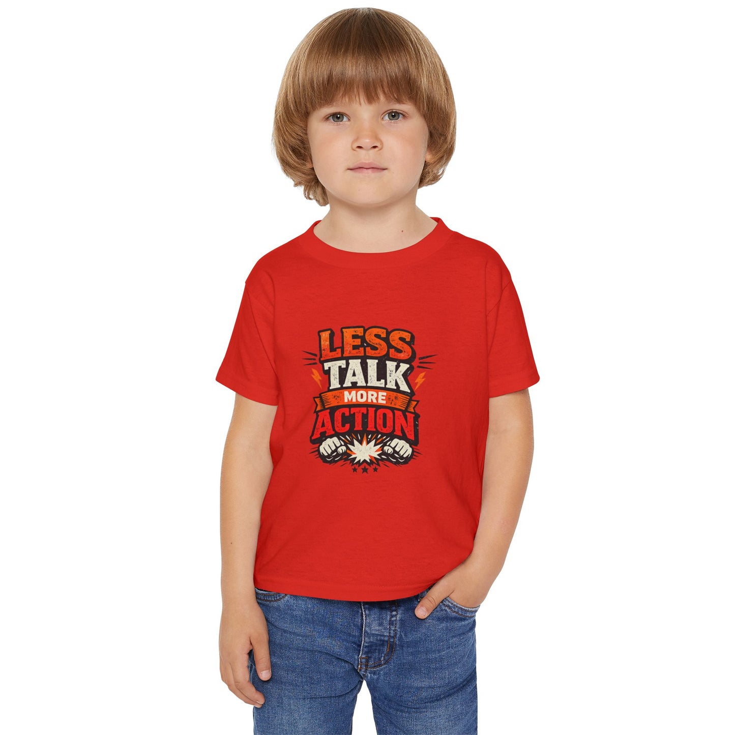 Less Talk More Action Toddler T-Shirt — Motivational Kids Tee