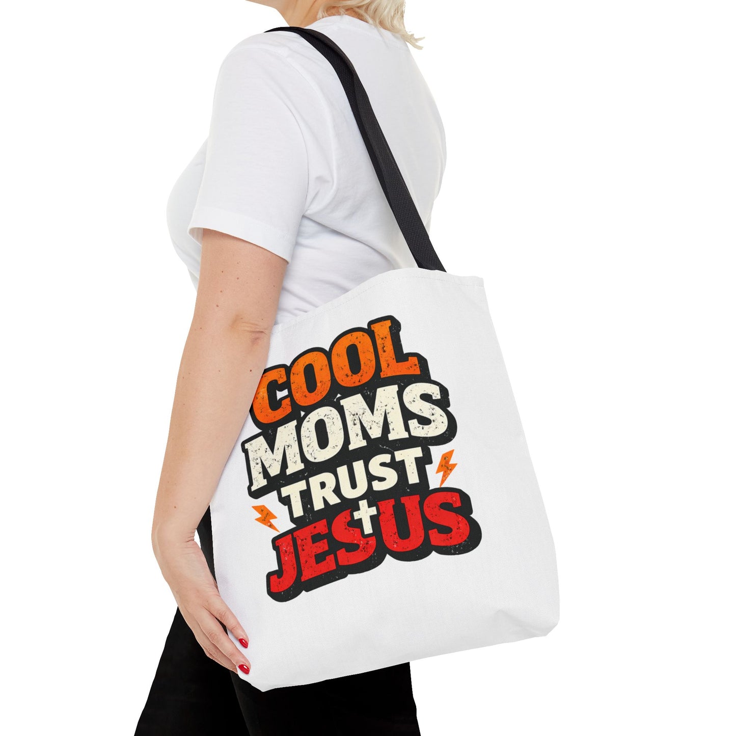Cool Moms Trust Jesus Tote Bag - Faith-Based Christian Carryall