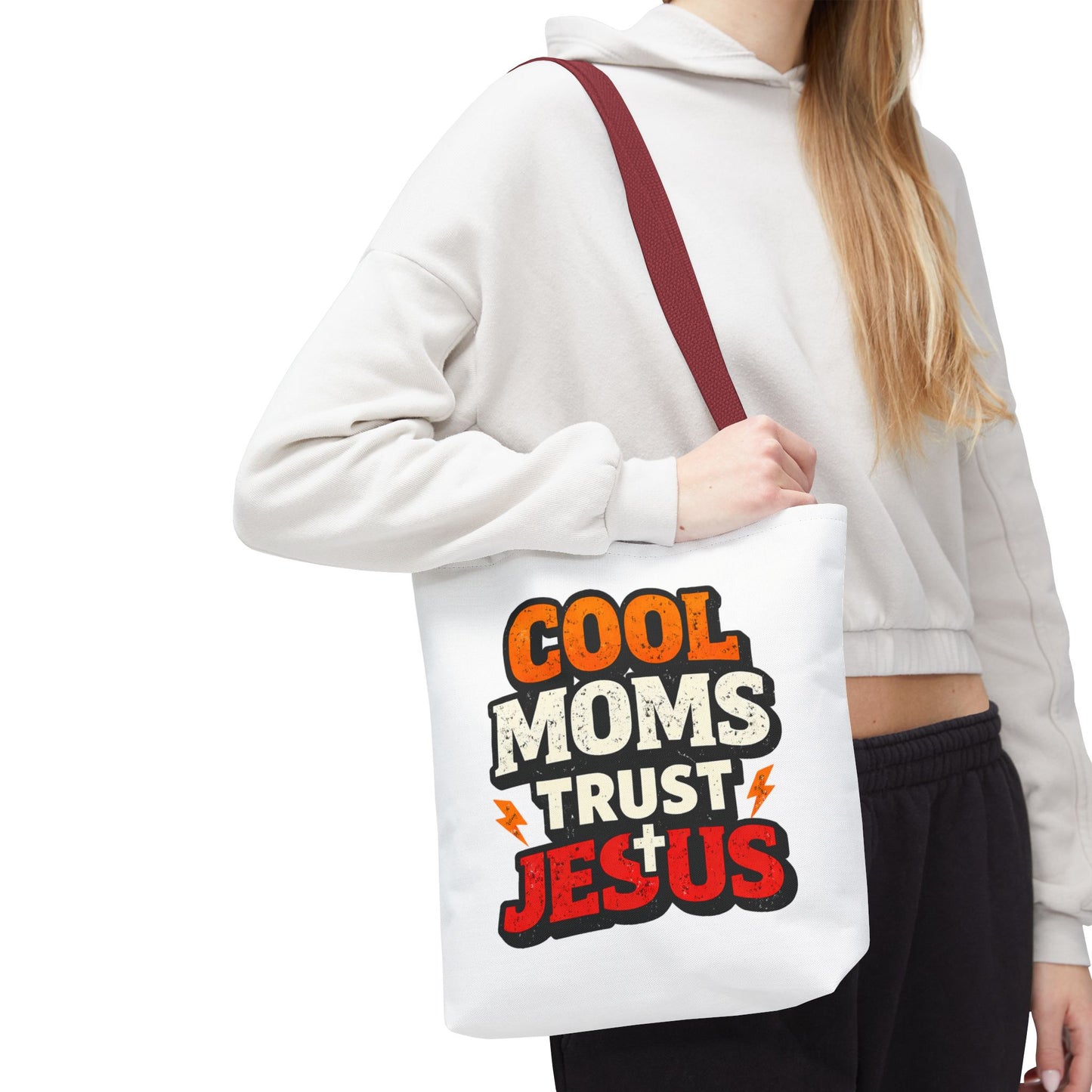 Cool Moms Trust Jesus Tote Bag - Faith-Based Christian Carryall