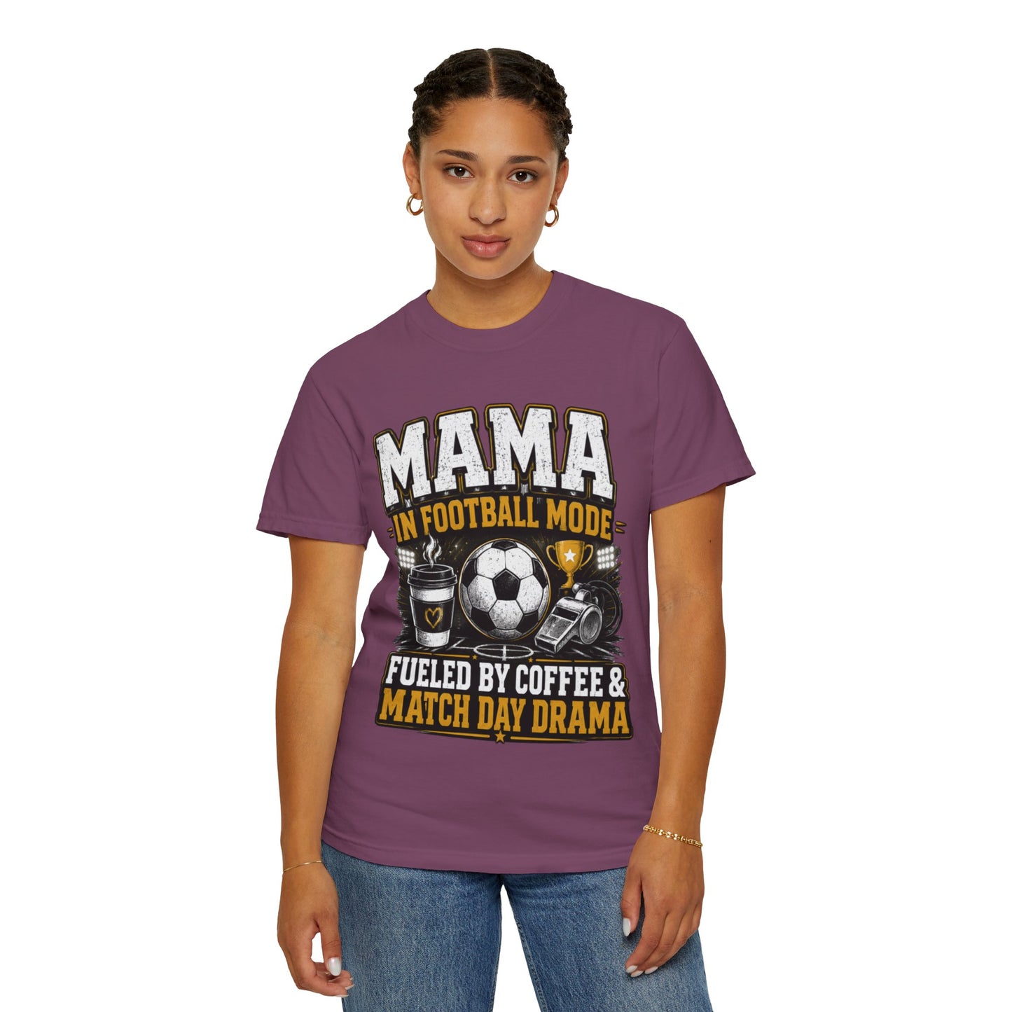 Mama in Football Mode T-shirt — Fueled by Coffee & Match Day Drama