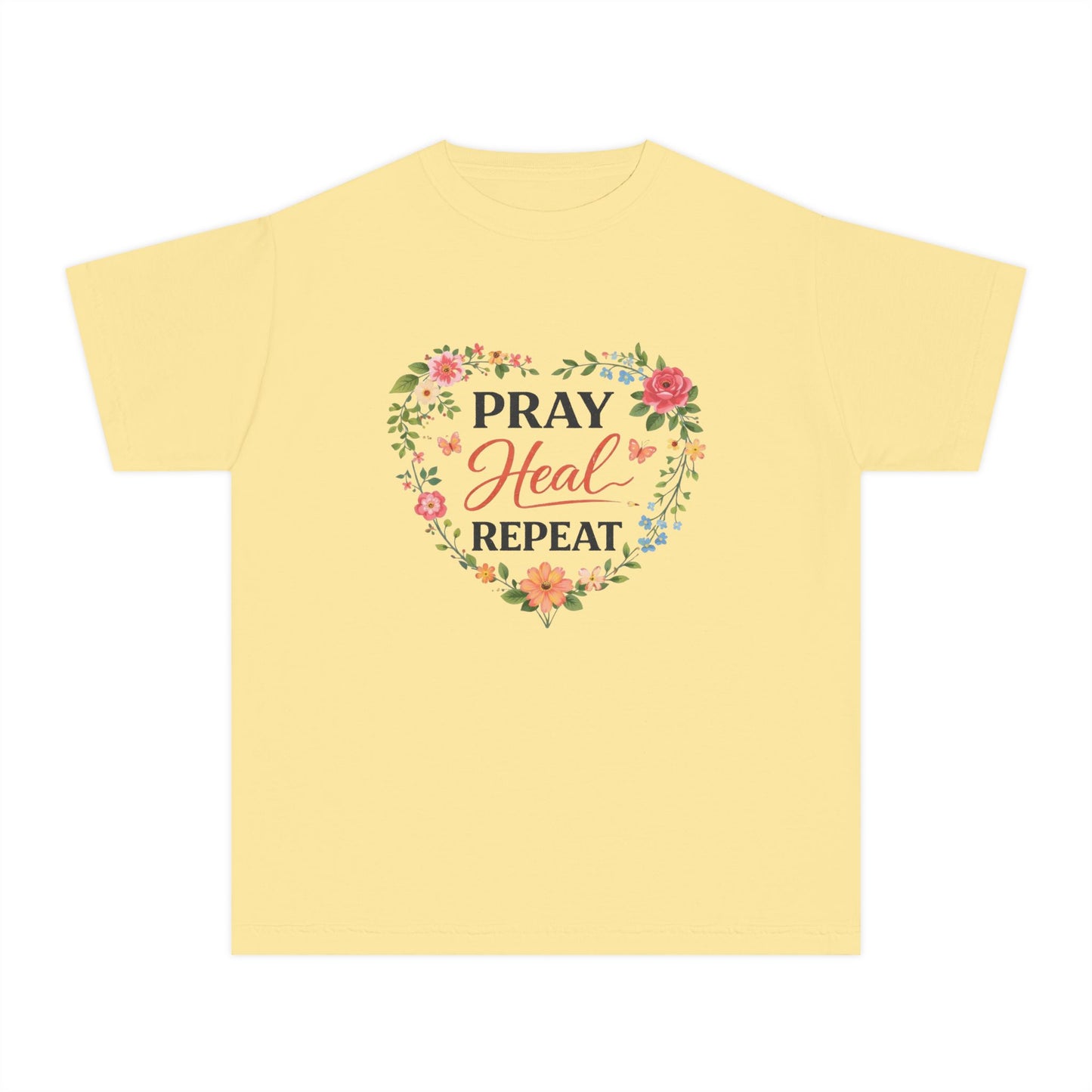 Gebet Heilen Wiederholen Jugend T-Shirt – Inspirierendes Glaubens-Grafikshirt
