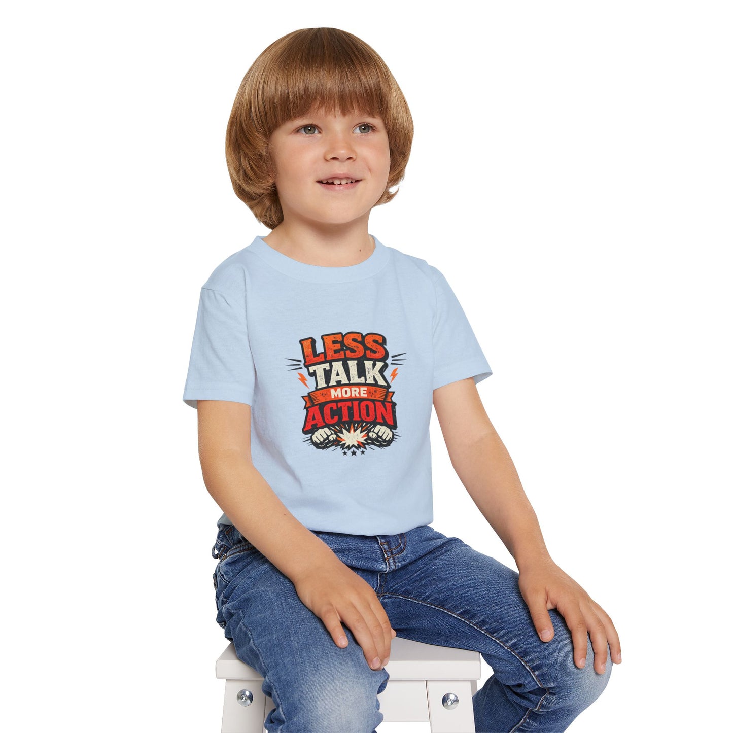 Less Talk More Action Toddler T-Shirt — Motivational Kids Tee