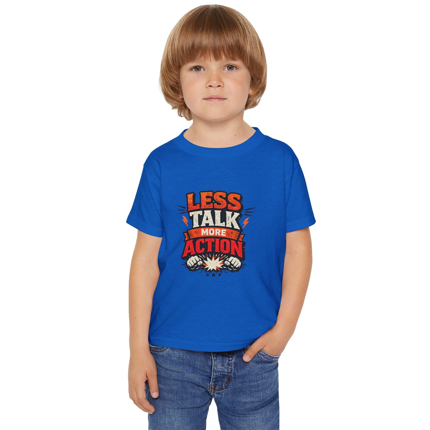 Less Talk More Action Toddler T-Shirt — Motivational Kids Tee