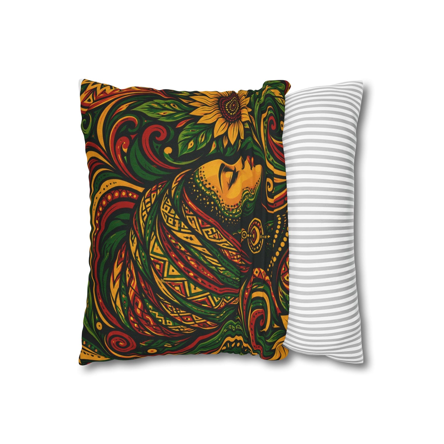 Rasta Goddess African Woman Floral Decorative Pillowcase