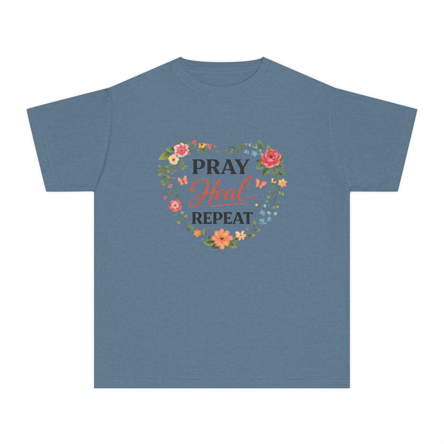 Gebet Heilen Wiederholen Jugend T-Shirt – Inspirierendes Glaubens-Grafikshirt