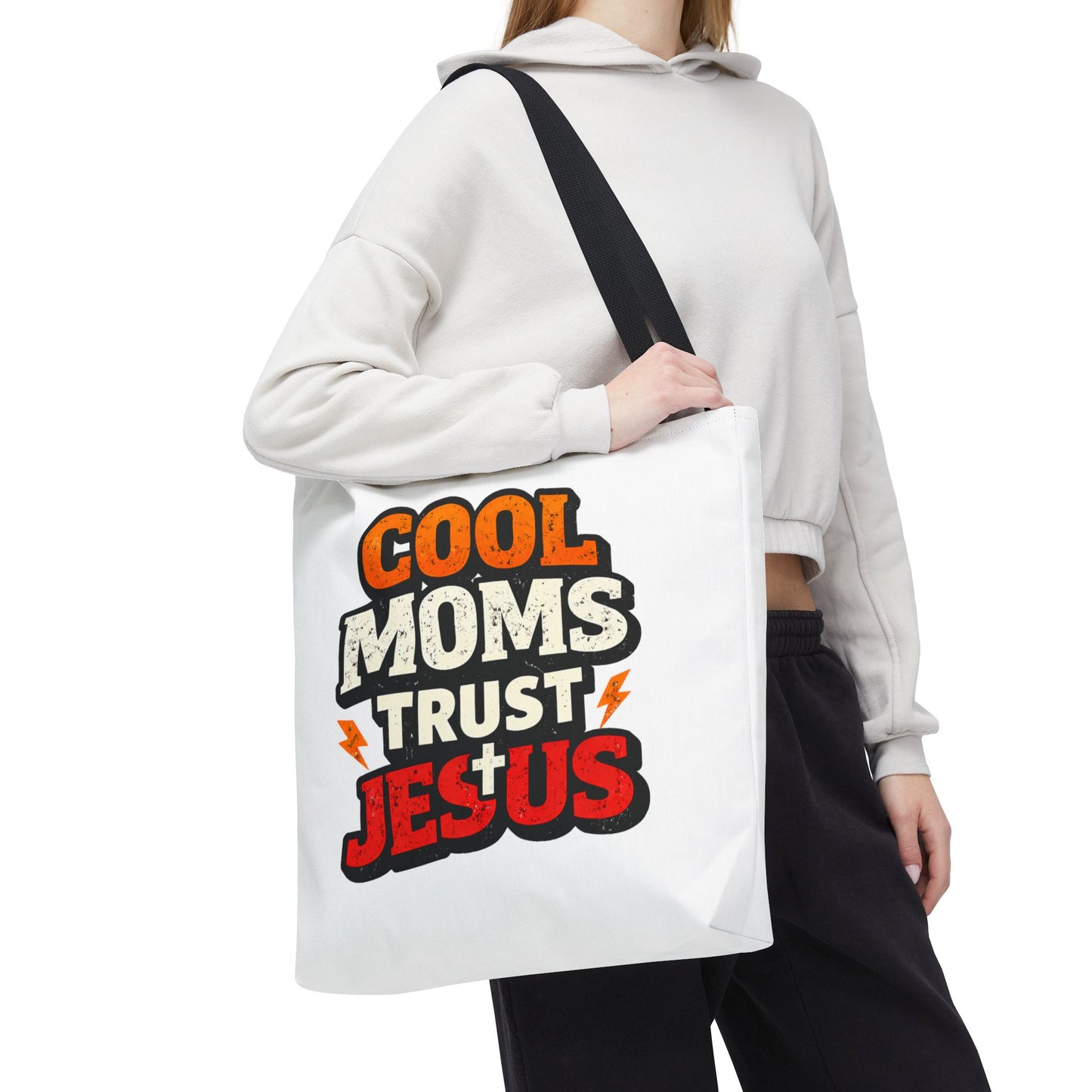 Cool Moms Trust Jesus Tote Bag - Faith-Based Christian Carryall