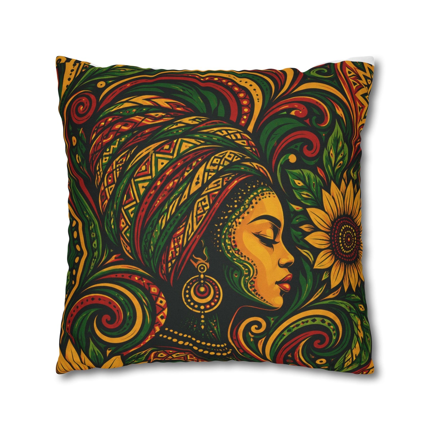 Rasta Goddess African Woman Floral Decorative Pillowcase