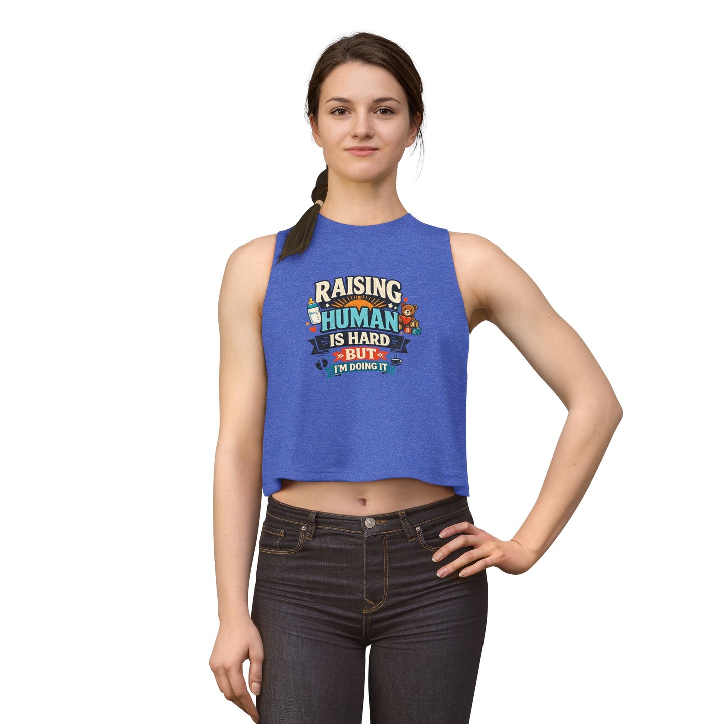 Damen Crop Top — „Kinder großzuziehen ist schwer, aber ich mach’s trotzdem“ Mama Humor