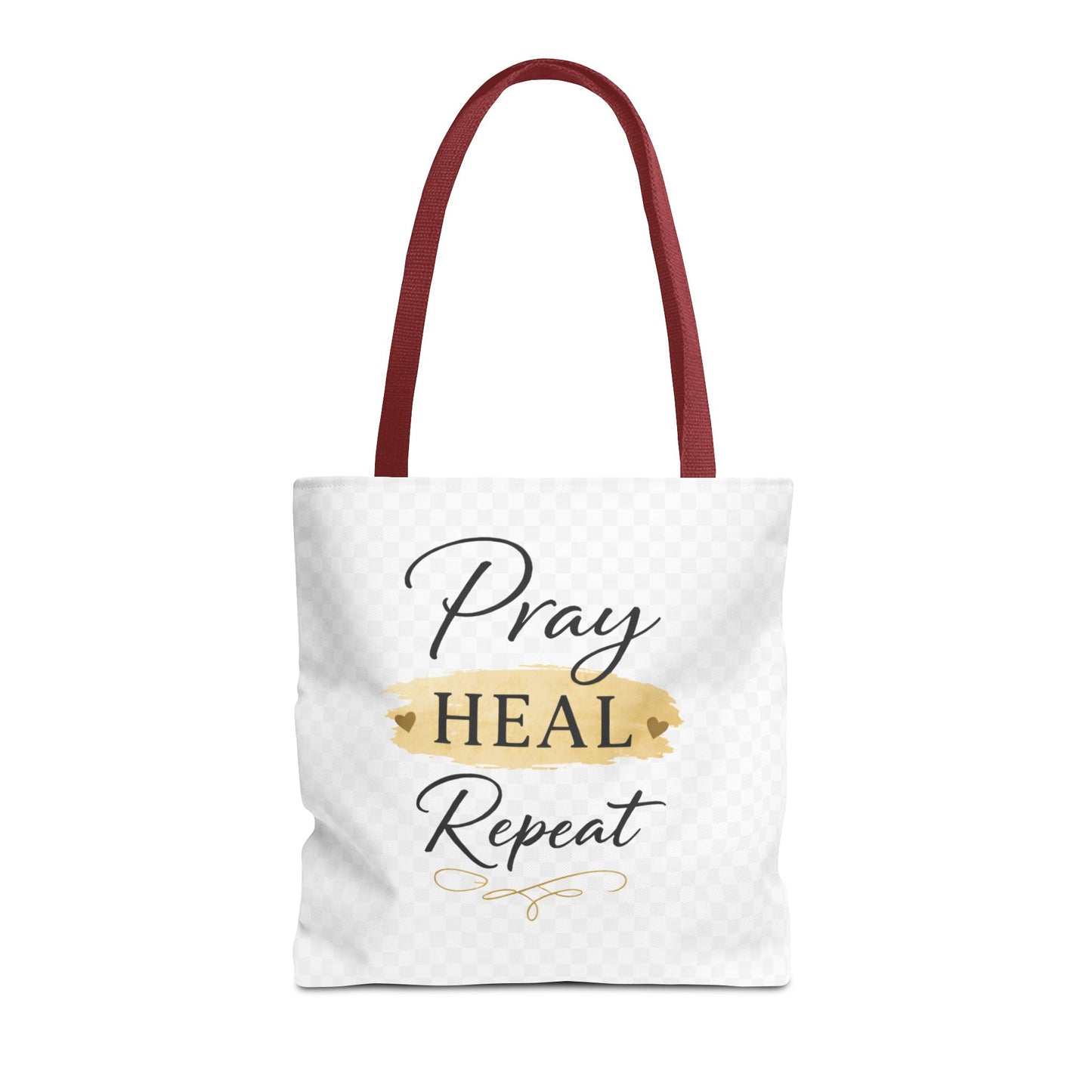 Pray Heal Repeat Tote Bag — Inspirational Faith Canvas Tote