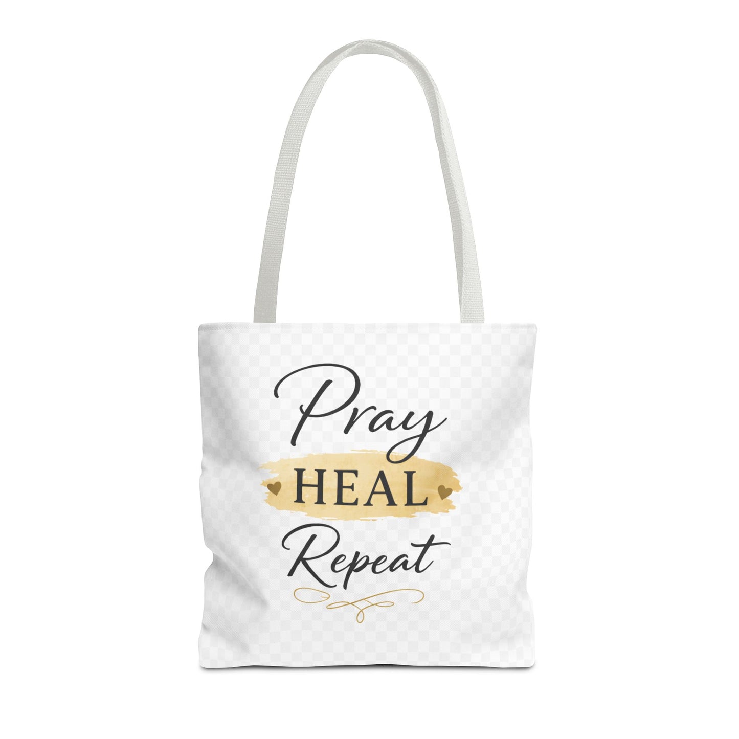 Pray Heal Repeat Tote Bag — Inspirational Faith Canvas Tote