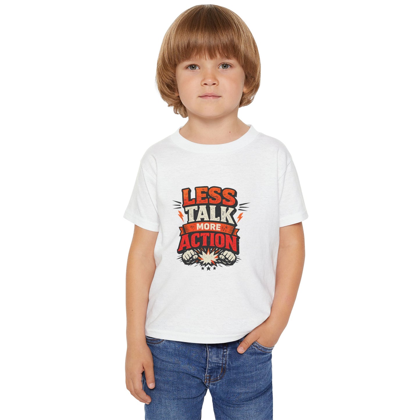 Less Talk More Action Toddler T-Shirt — Motivational Kids Tee