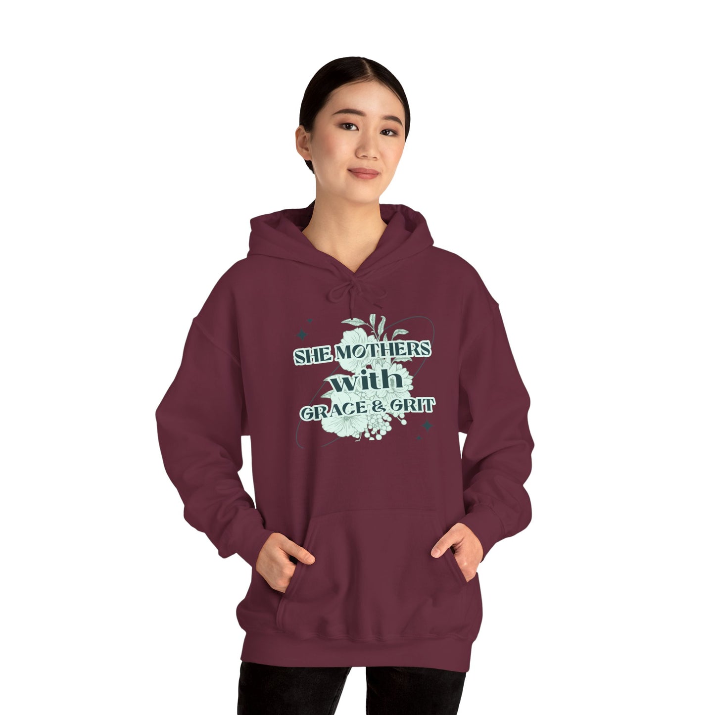She Mothers With Grace And Grit – Graphic Hoodie