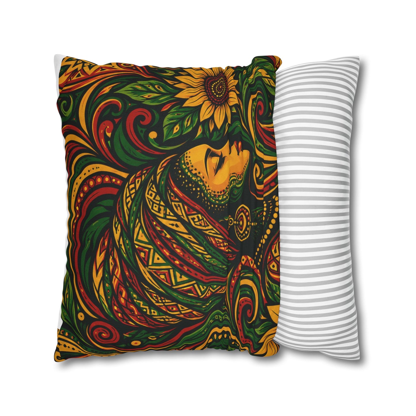 Rasta Goddess African Woman Floral Decorative Pillowcase