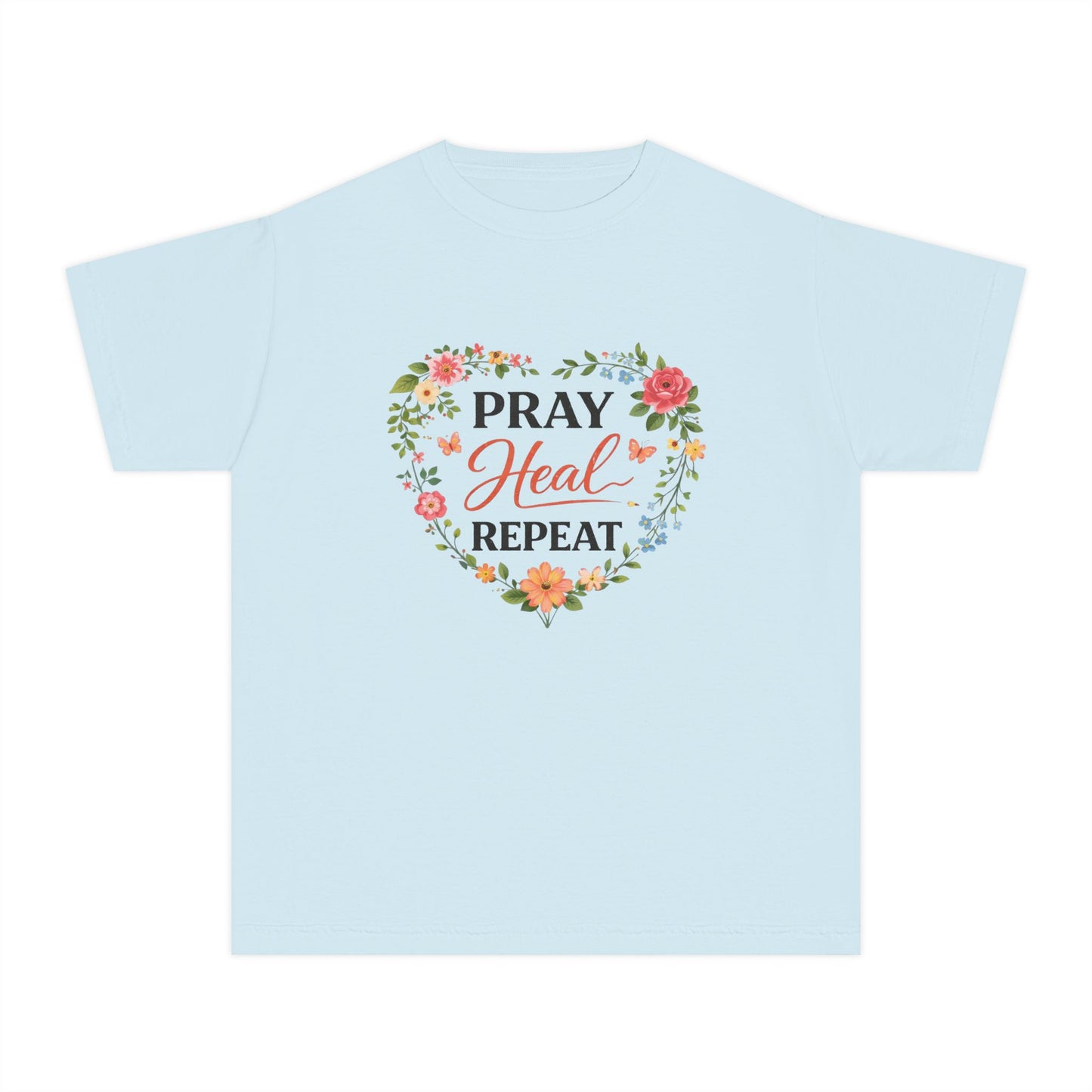 Gebet Heilen Wiederholen Jugend T-Shirt – Inspirierendes Glaubens-Grafikshirt