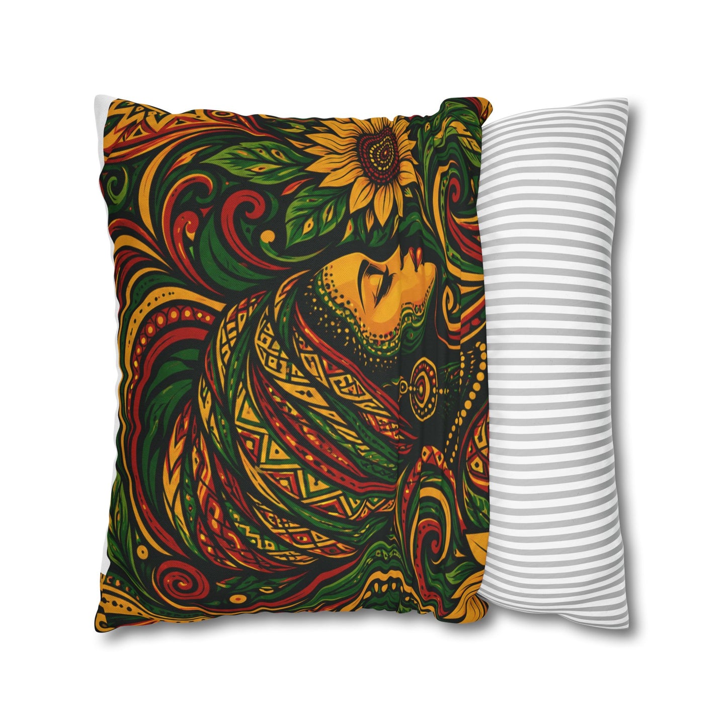 Rasta Goddess African Woman Floral Decorative Pillowcase